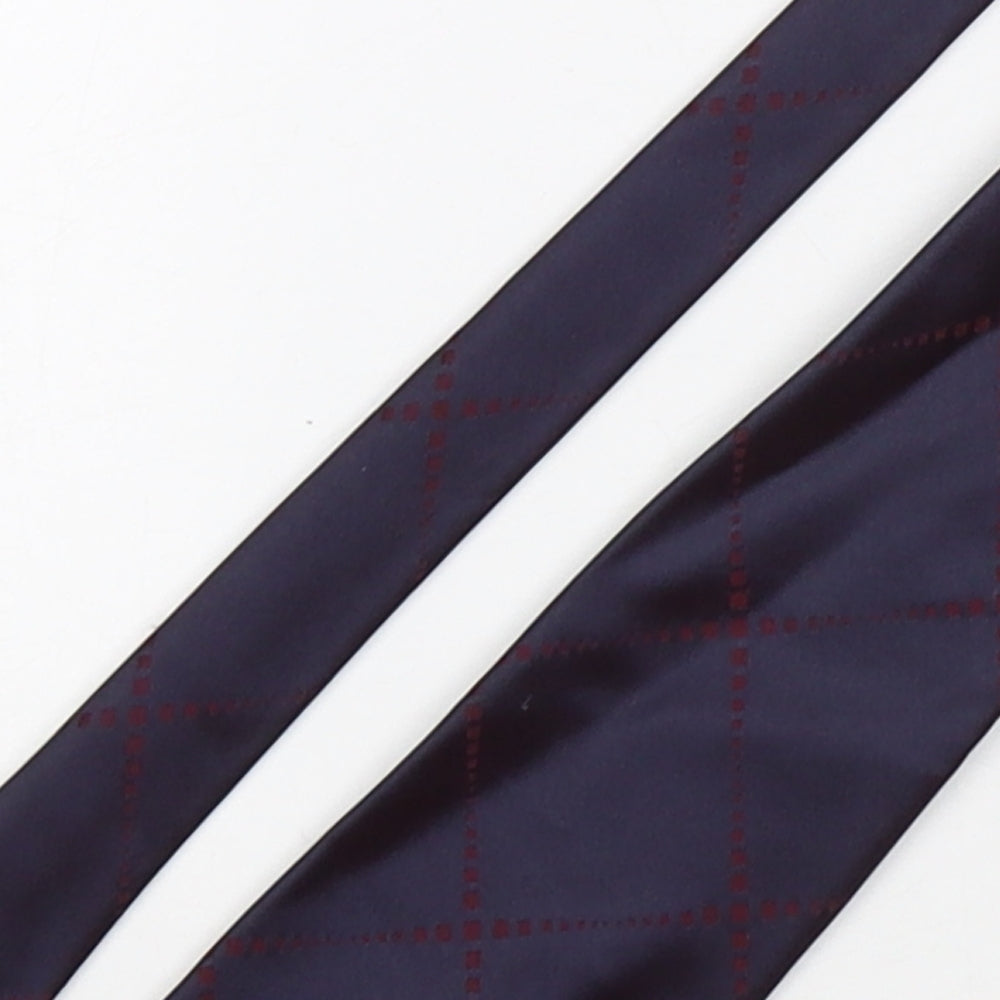 Simon Carter  Mens Purple Plaids & Checks Silk Pointed Tie One Size