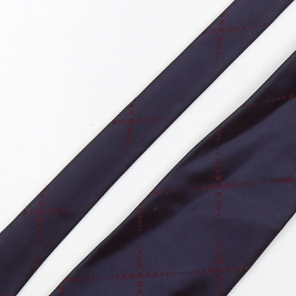 Simon Carter  Mens Purple Plaids & Checks Silk Pointed Tie One Size