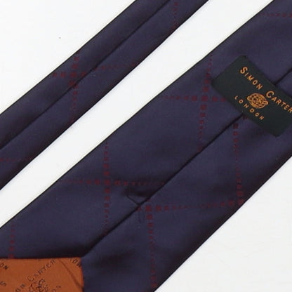 Simon Carter  Mens Purple Plaids & Checks Silk Pointed Tie One Size