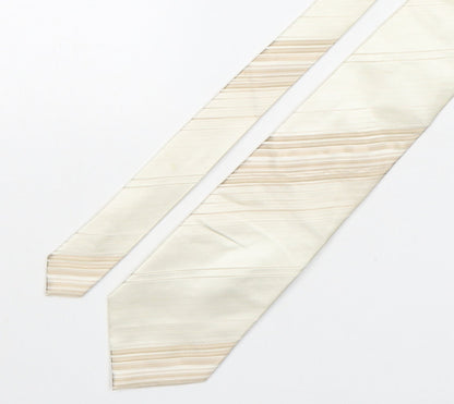 NEXT Mens Beige Striped Silk Pointed Tie One Size
