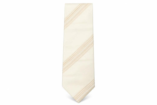 Front view of Next men’s beige striped silk pointed tie one size