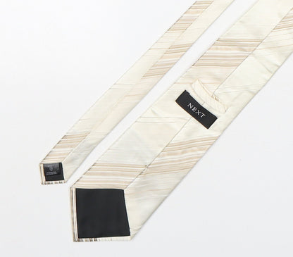 NEXT Mens Beige Striped Silk Pointed Tie One Size