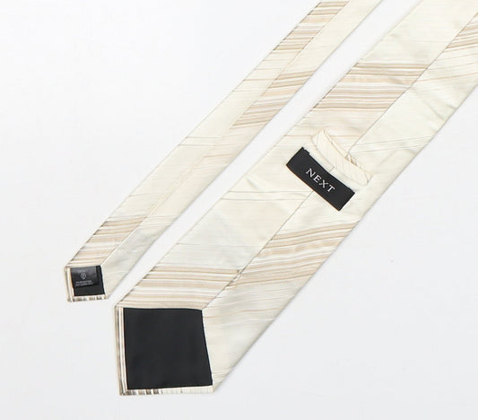 NEXT Mens Beige Striped Silk Pointed Tie One Size