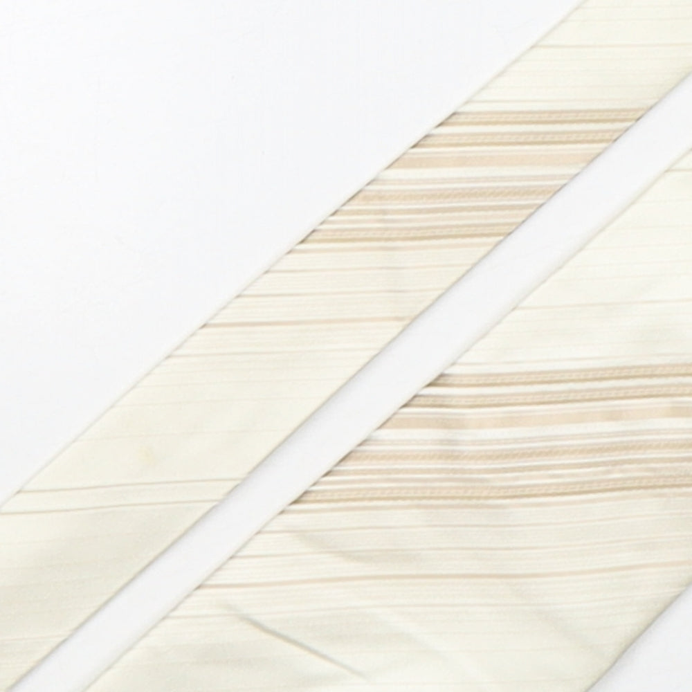 NEXT Mens Beige Striped Silk Pointed Tie One Size