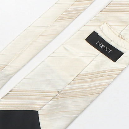 NEXT Mens Beige Striped Silk Pointed Tie One Size