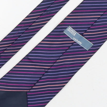 Marks and Spencer Mens Multicoloured Striped Polyester Pointed Tie One Size