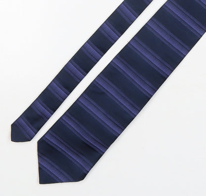 Marks and Spencer Mens Blue Striped Polyester Pointed Tie One Size