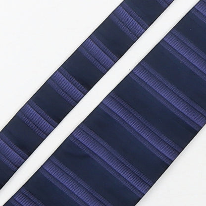 Marks and Spencer Mens Blue Striped Polyester Pointed Tie One Size