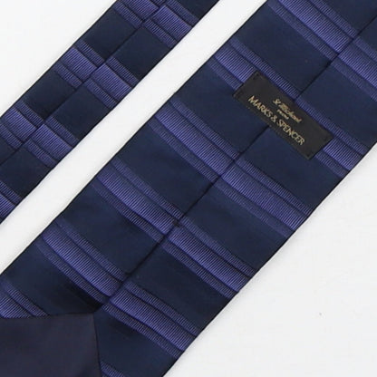 Marks and Spencer Mens Blue Striped Polyester Pointed Tie One Size