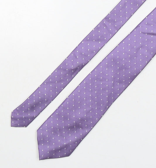 Marks and Spencer Mens Purple Polka Dot Silk Pointed Tie One Size