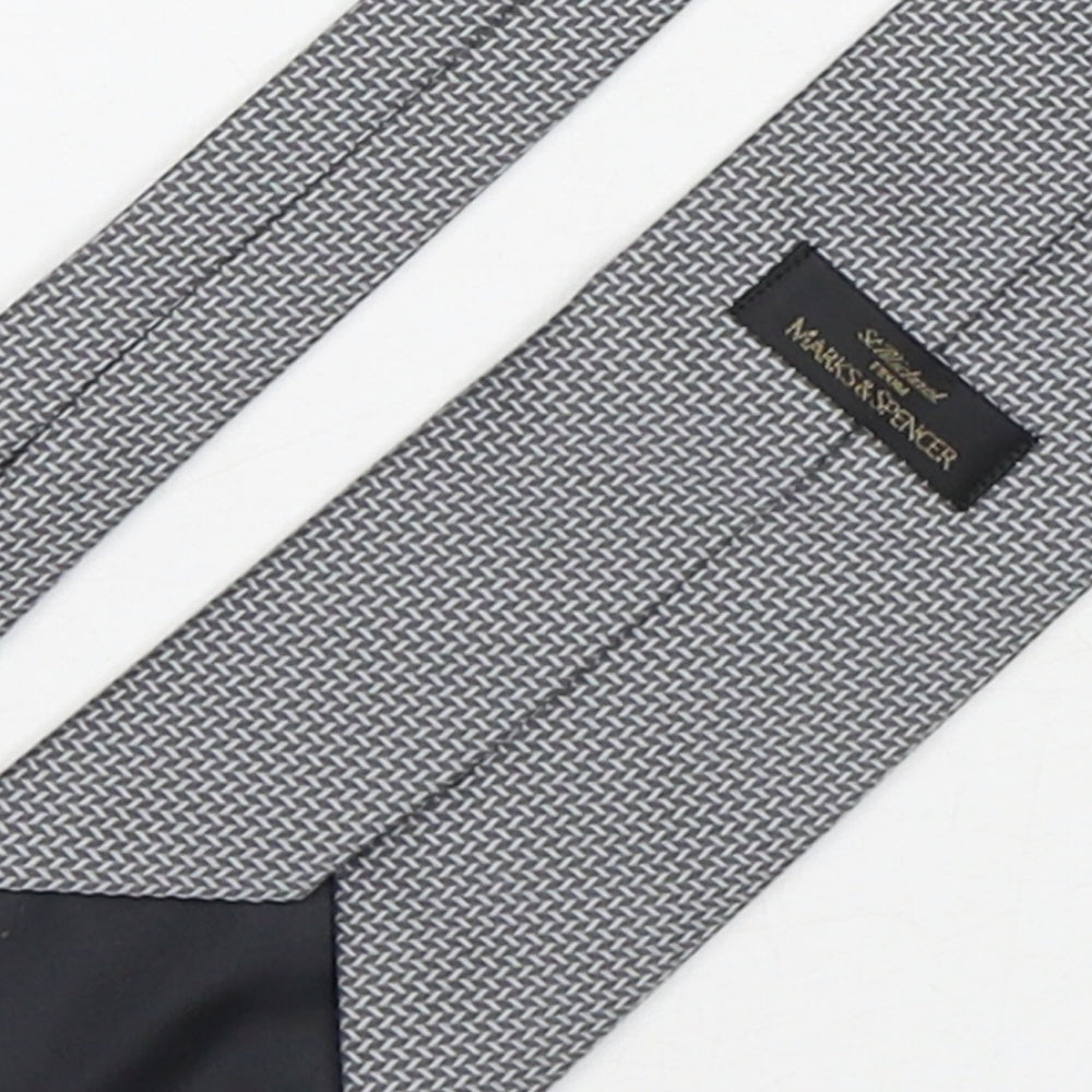 Marks and Spencer Mens Grey Geometric Polyester Pointed Tie One Size