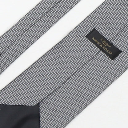 Marks and Spencer Mens Grey Geometric Polyester Pointed Tie One Size