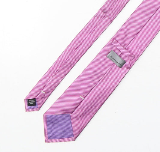 John Lewis  Mens Pink Striped Silk Pointed Tie One Size