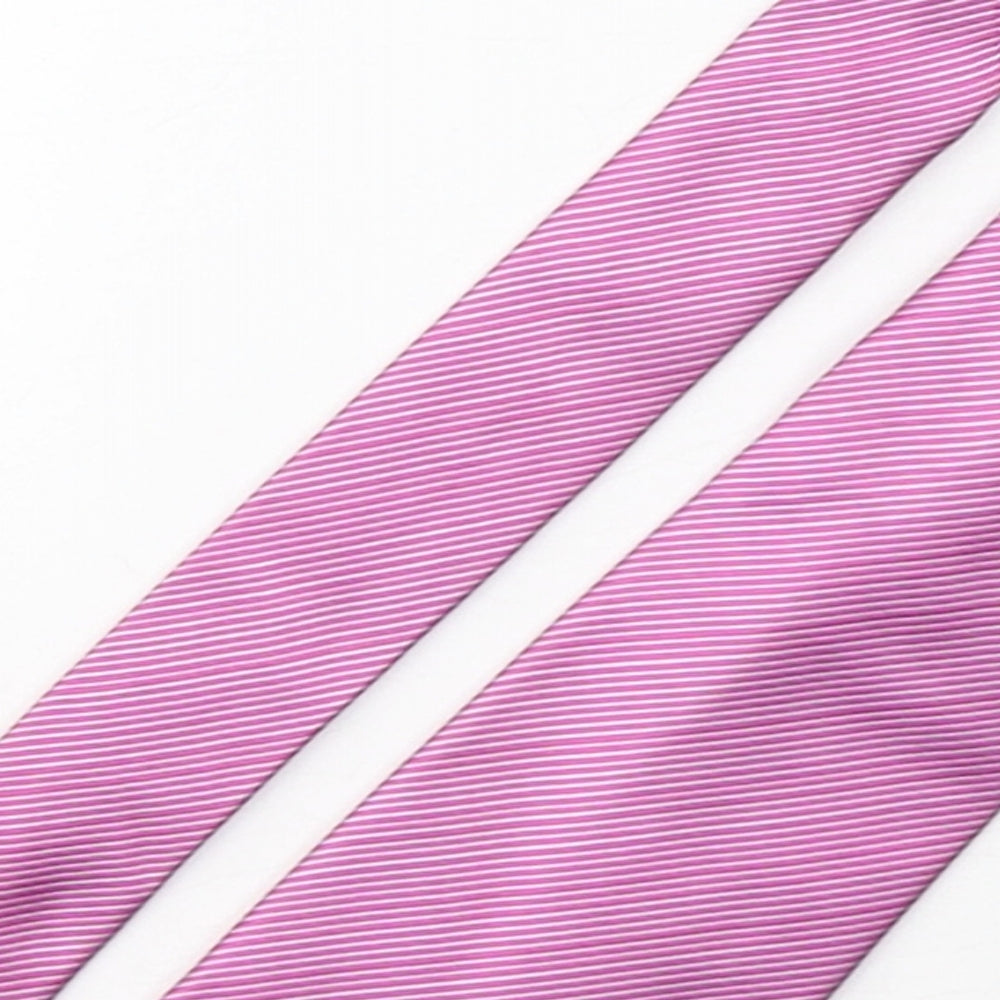 John Lewis  Mens Pink Striped Silk Pointed Tie One Size