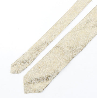 Working Style Mens Gold Paisley Silk Pointed Tie One Size