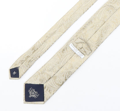 Working Style Mens Gold Paisley Silk Pointed Tie One Size
