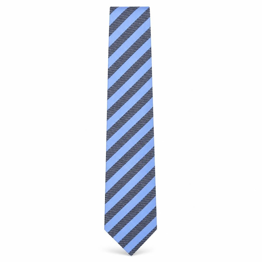 Front view of London Road men’s multicoloured striped polyester pointed tie one size