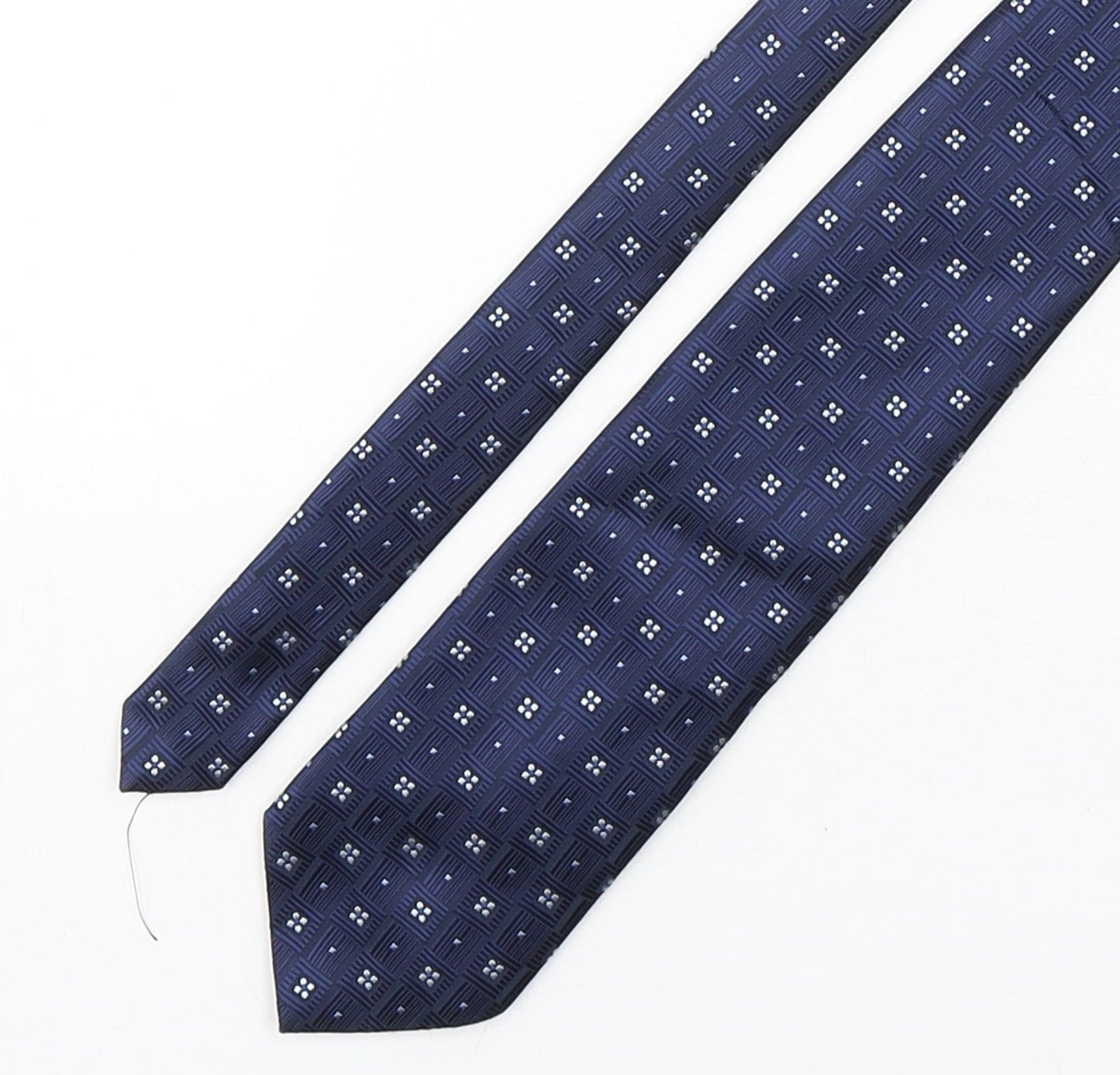 Marks and Spencer Mens Blue Geometric Polyester Pointed Tie One Size