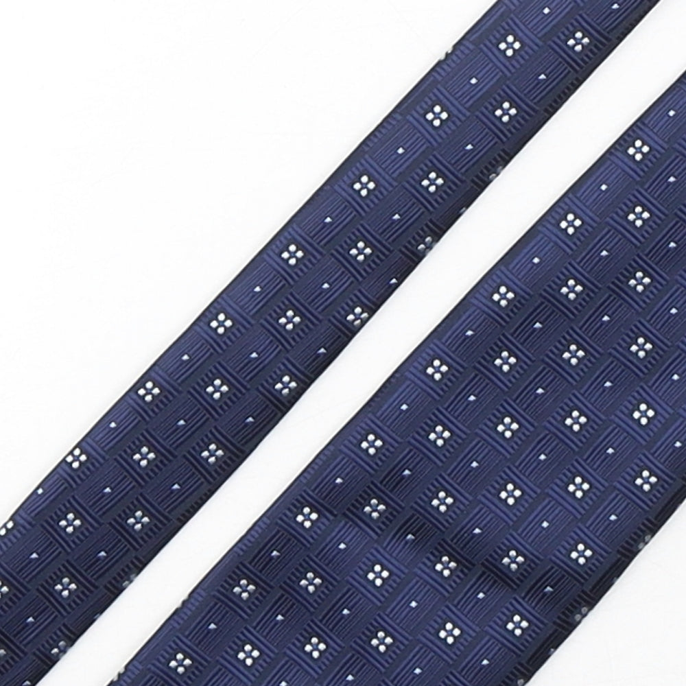 Marks and Spencer Mens Blue Geometric Polyester Pointed Tie One Size