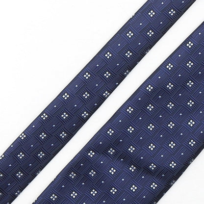 Marks and Spencer Mens Blue Geometric Polyester Pointed Tie One Size