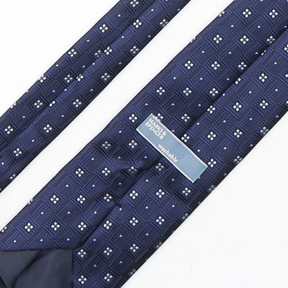 Marks and Spencer Mens Blue Geometric Polyester Pointed Tie One Size