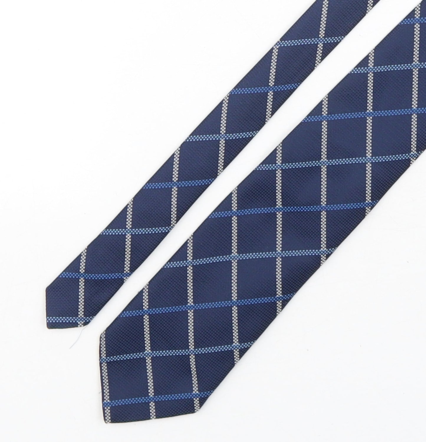 Marks and Spencer Mens Blue Plaids & Checks Polyester Pointed Tie One Size