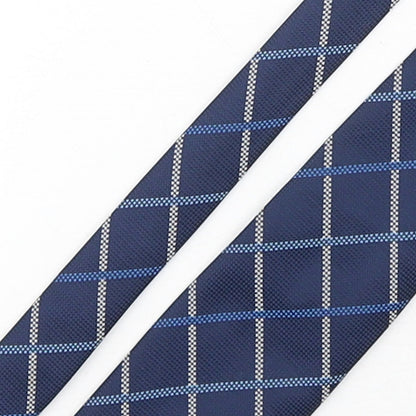 Marks and Spencer Mens Blue Plaids & Checks Polyester Pointed Tie One Size