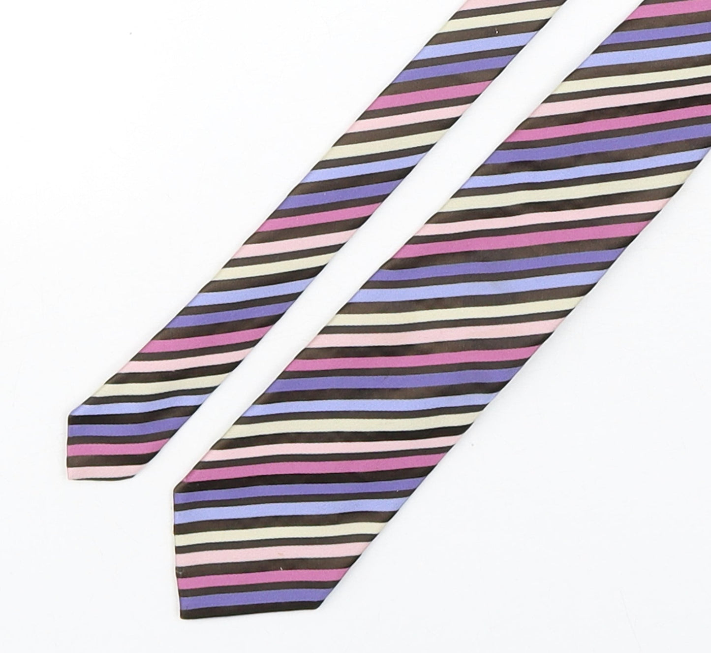 Marks and Spencer Mens Multicoloured Striped Polyester Pointed Tie One Size