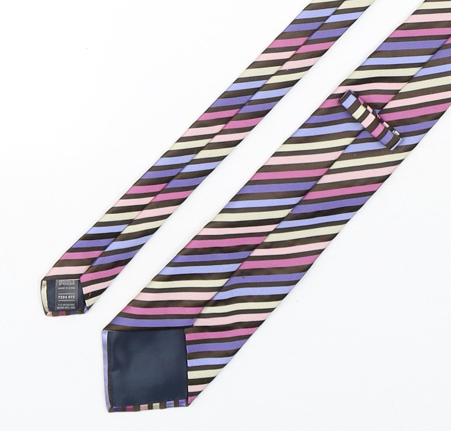 Marks and Spencer Mens Multicoloured Striped Polyester Pointed Tie One Size