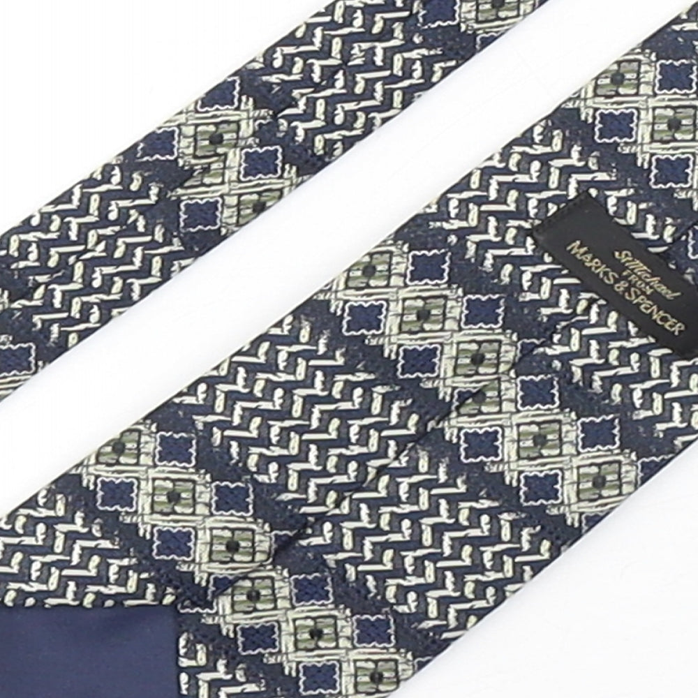 Marks and Spencer Mens Multicoloured Geometric Polyester Pointed Tie One Size