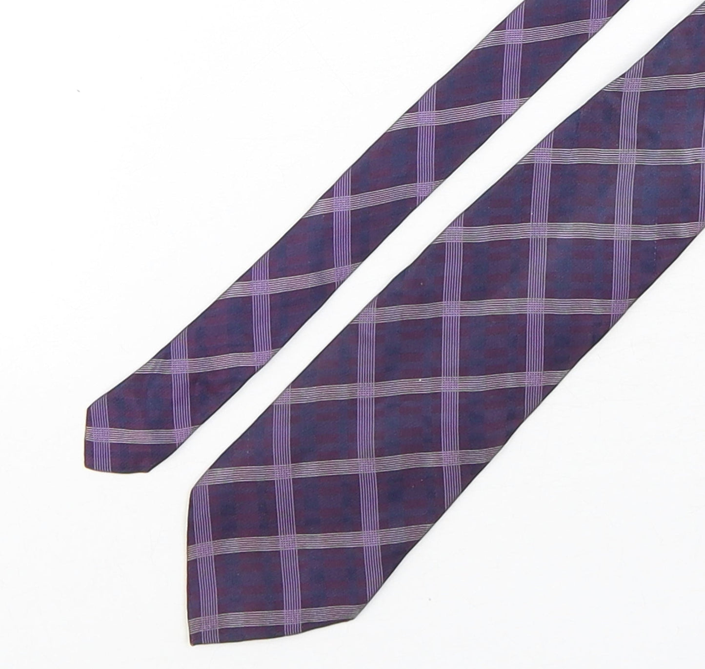 Milan  Mens Purple Plaids & Checks Silk Pointed Tie One Size