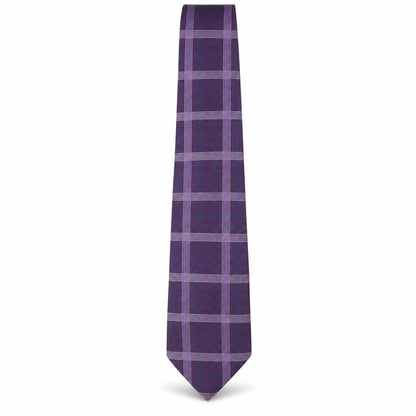 Front view of Milan men’s purple plaids & checks silk pointed tie one size