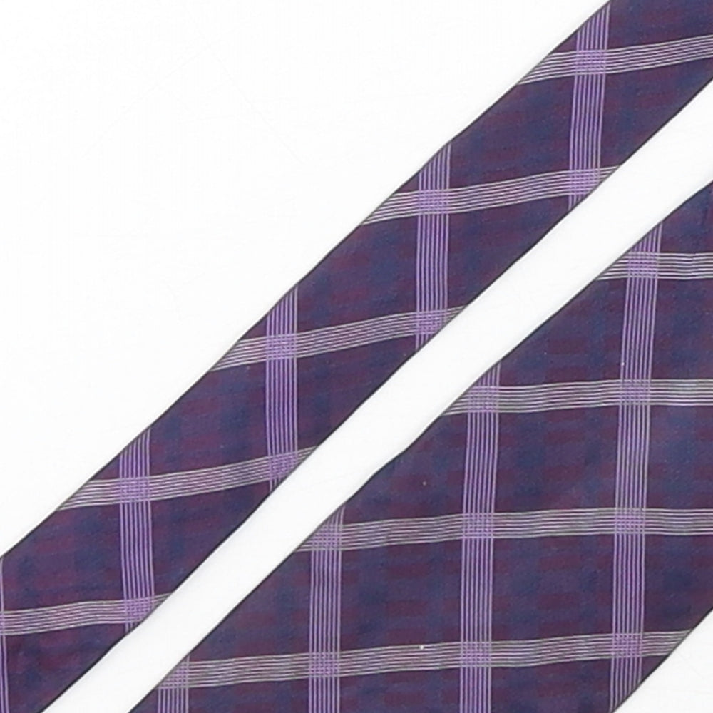 Milan  Mens Purple Plaids & Checks Silk Pointed Tie One Size