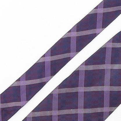 Milan  Mens Purple Plaids & Checks Silk Pointed Tie One Size