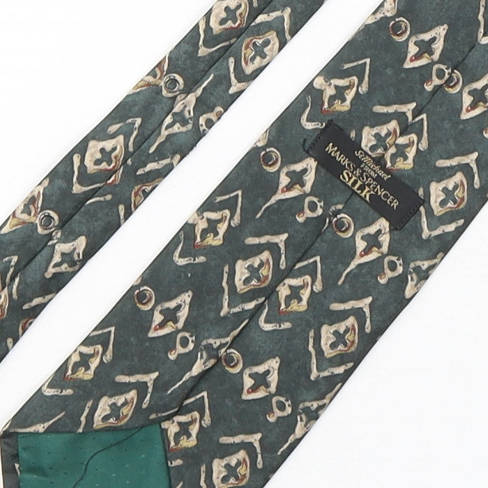 Marks and Spencer Mens Multicoloured Geometric Silk Pointed Tie One Size