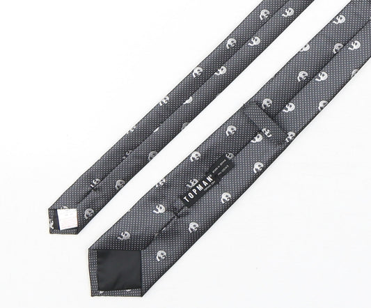 Topman  Mens Silver Polka Dot Polyester Pointed Tie One Size