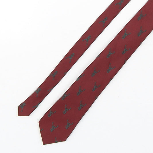 Autograph Mens Red Geometric Polyester Pointed Tie One Size