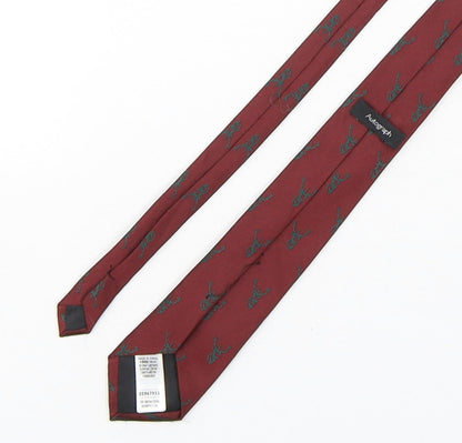 Autograph Mens Red Geometric Polyester Pointed Tie One Size