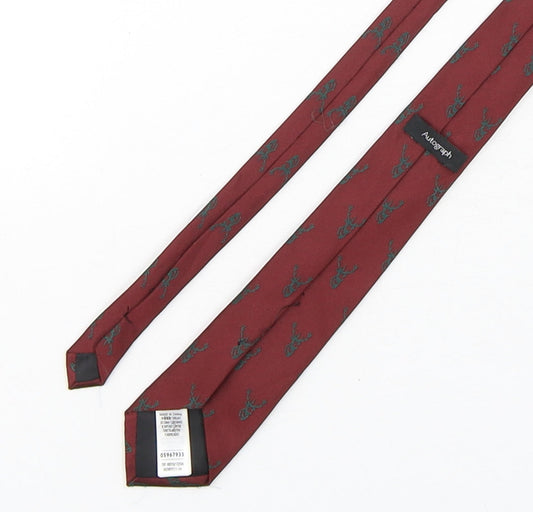 Autograph Mens Red Geometric Polyester Pointed Tie One Size