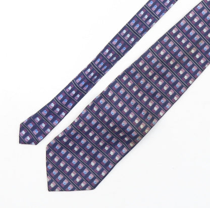 Preworn Mens Purple Floral Silk Pointed Tie One Size