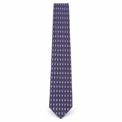 Front view of Preworn men’s purple floral silk pointed tie one size