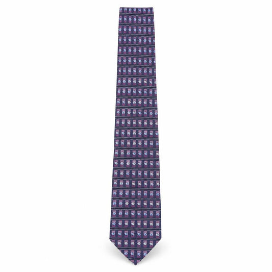Front view of Preworn men’s purple floral silk pointed tie one size