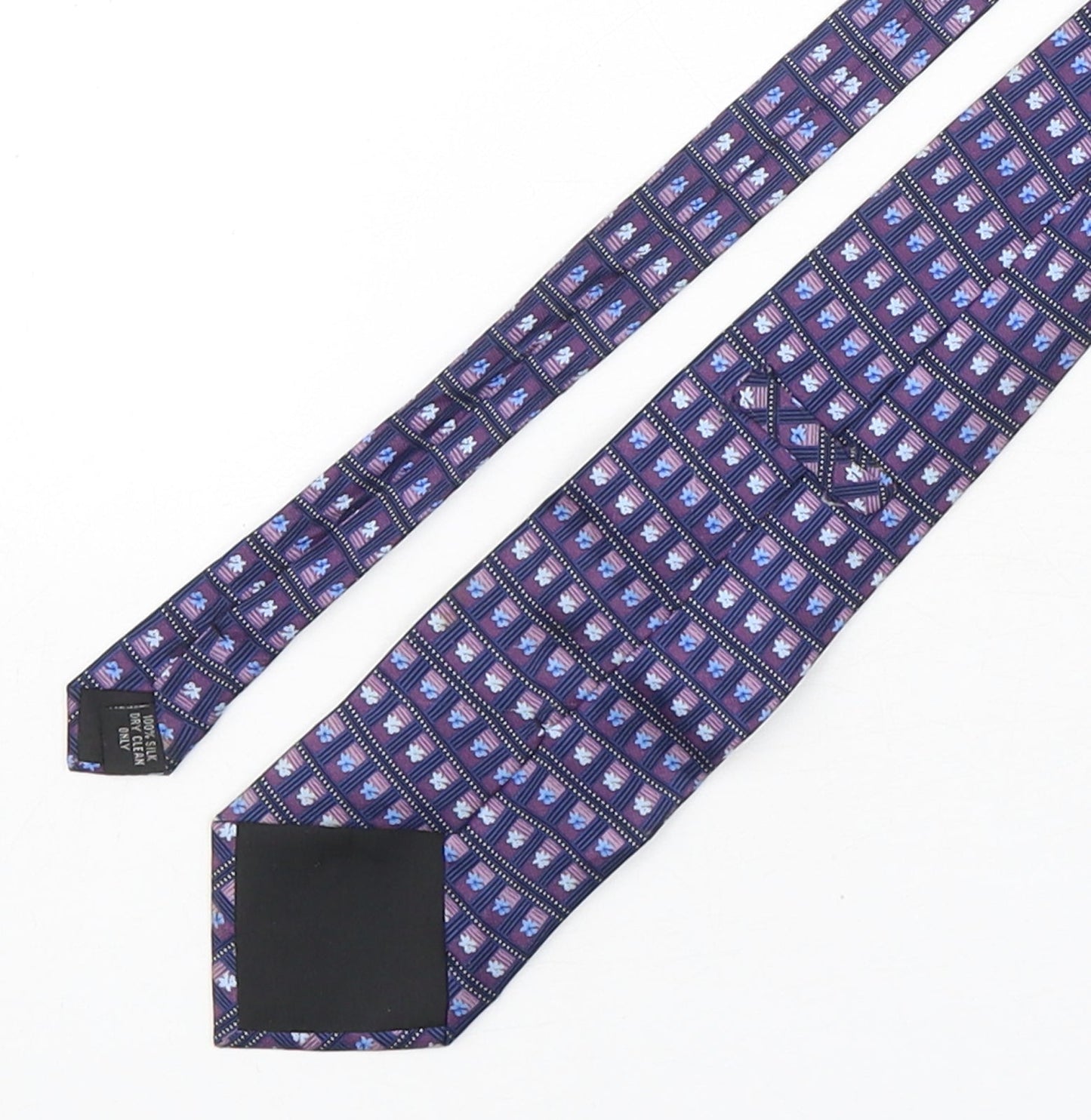 Preworn Mens Purple Floral Silk Pointed Tie One Size