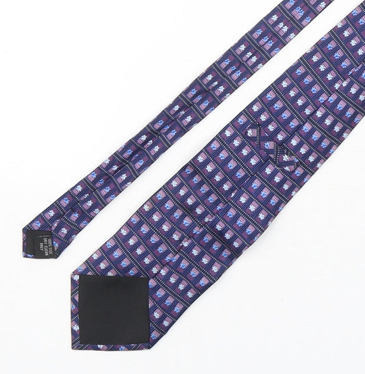 Preworn Mens Purple Floral Silk Pointed Tie One Size