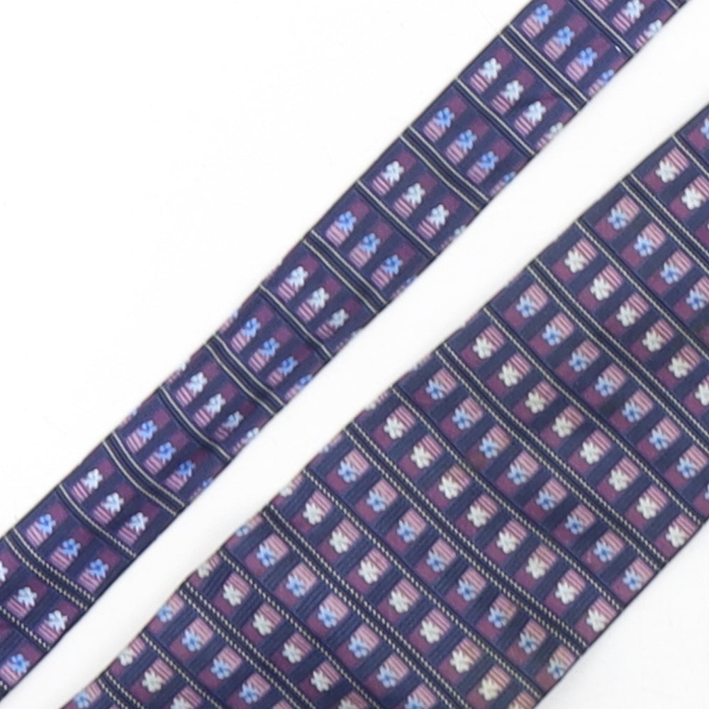 Preworn Mens Purple Floral Silk Pointed Tie One Size