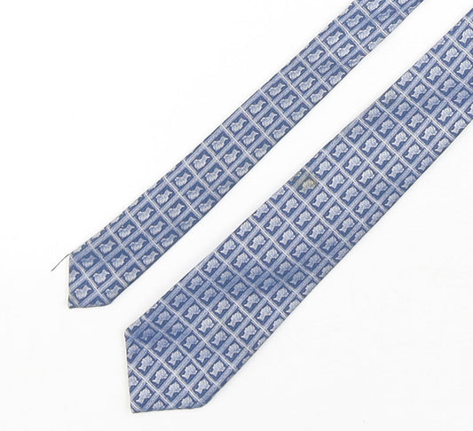 Front view of Peter Klinger men’s blue geometric polyester pointed tie one size