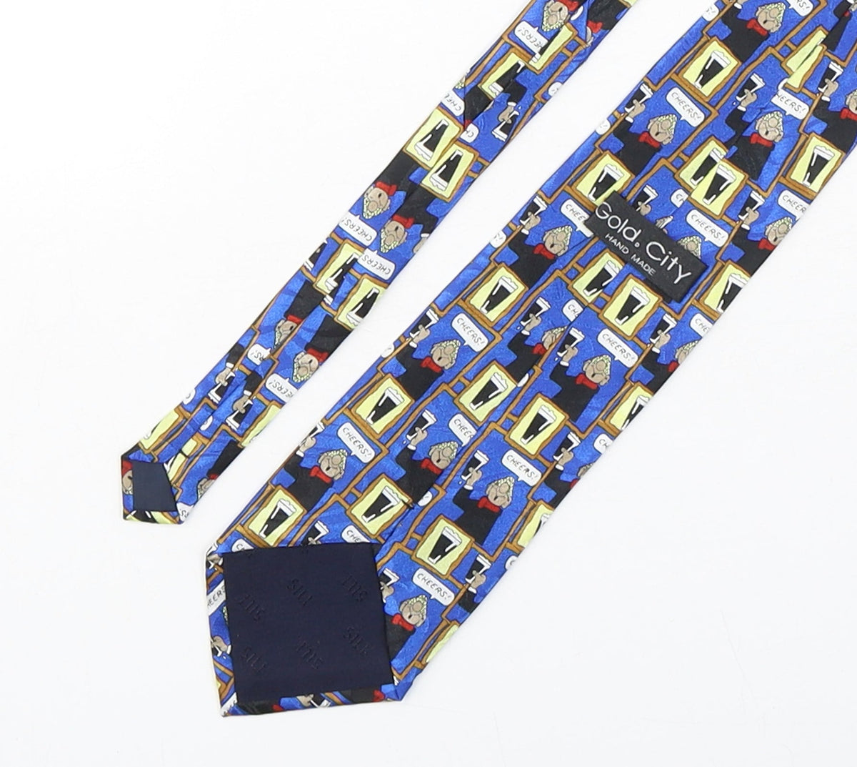 Back view of Gold City men’s multicoloured geometric polyester pointed tie one size
