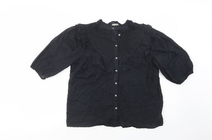 George Womens Black  Cotton Basic Button-Up Size 10 Crew Neck