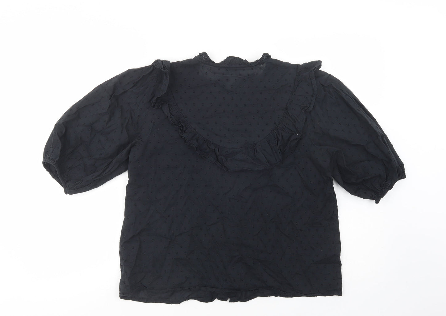 George Womens Black  Cotton Basic Button-Up Size 10 Crew Neck