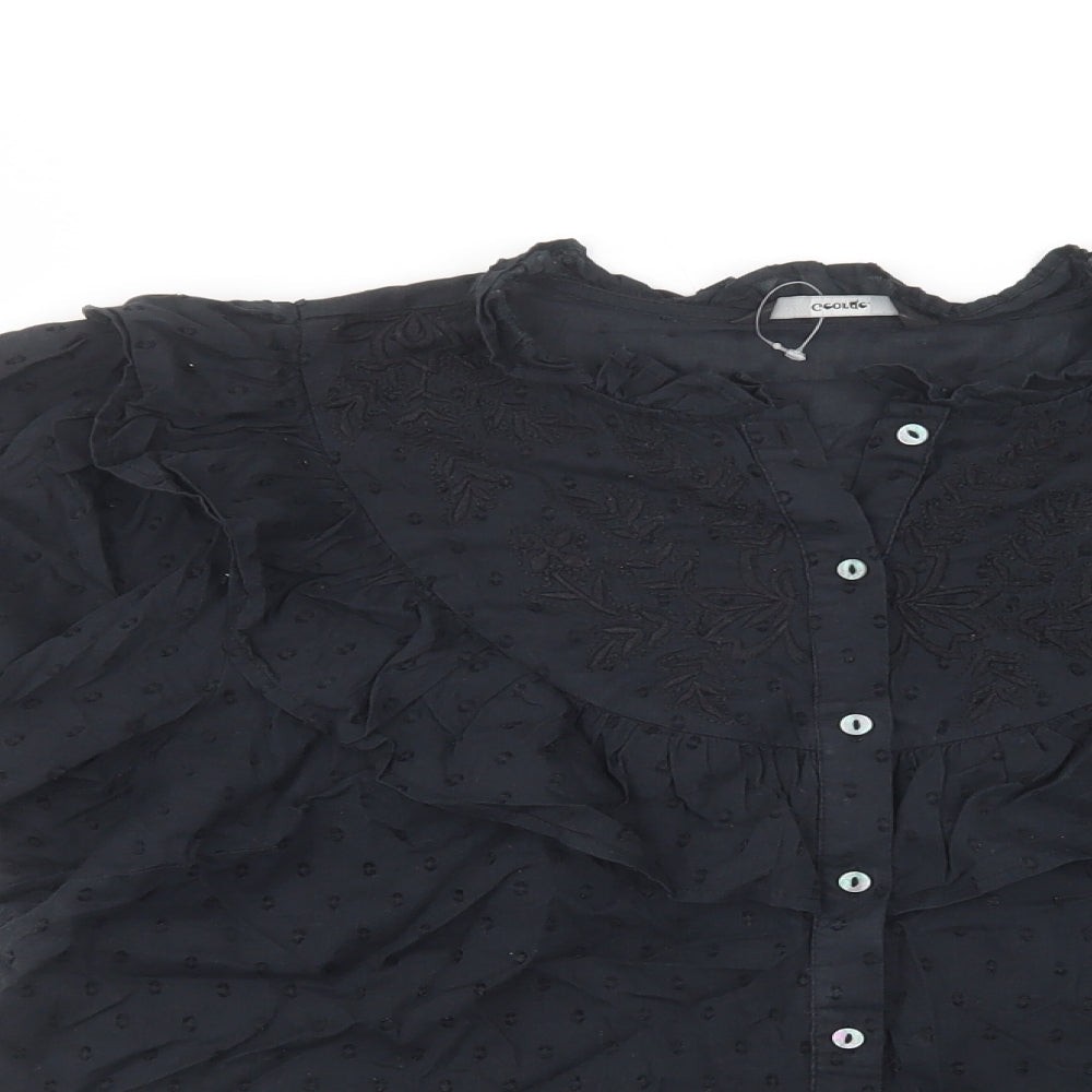 George Womens Black  Cotton Basic Button-Up Size 10 Crew Neck